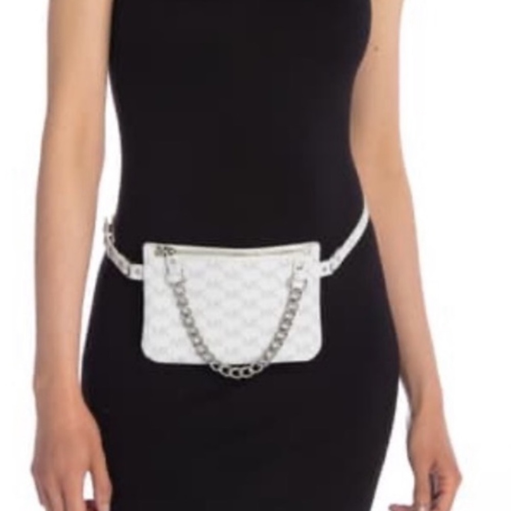 Michael Kors Pull Chain Belt Bag WHITE Size L (36’) NEW